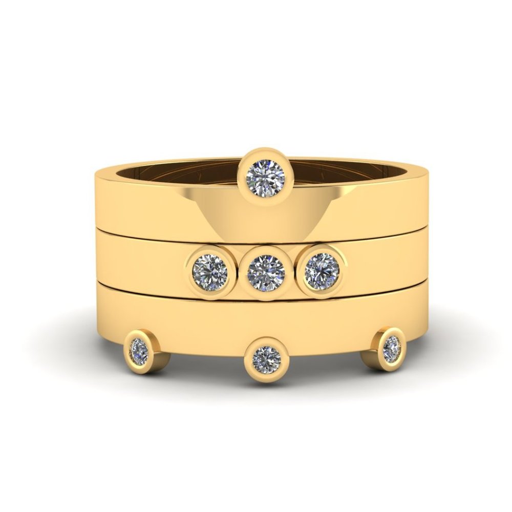 Cyclical Thin Ring Stack - 14K Gold Vermeil